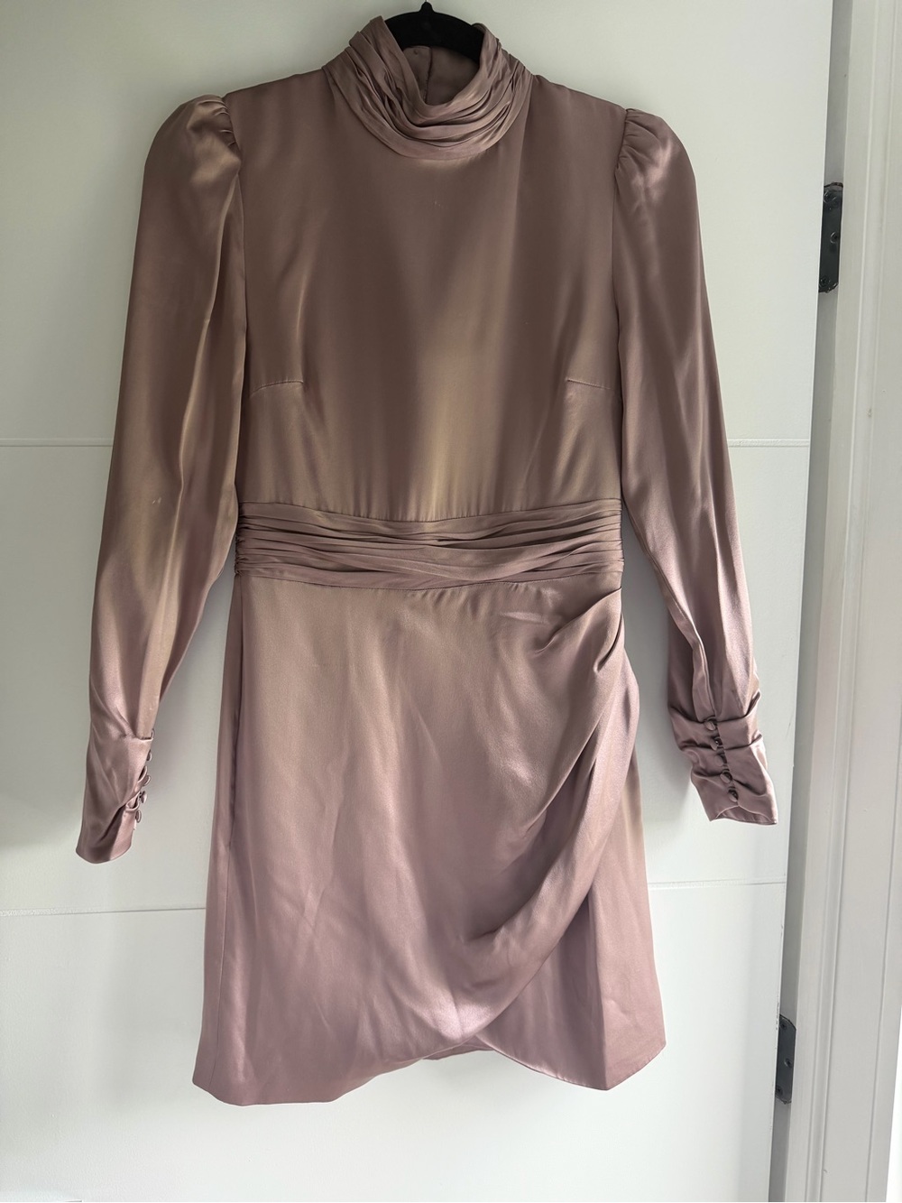 cinq a sept Mauve High-Neck Satin Mini Dress